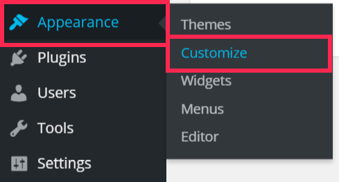 Choose Appearance then Customize