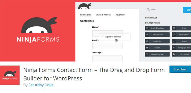 The Ninja Forms plugin in the WordPress directory