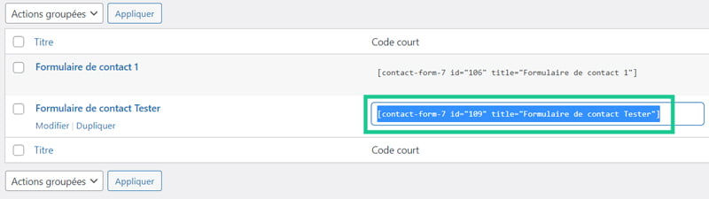 Code court Contact Form 7
