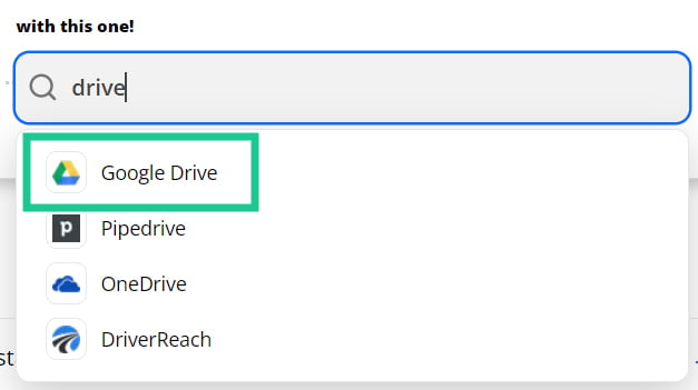 Sélectionner Google Drive comme action pour sauvegarder un formulaire WordPress et ses réponses