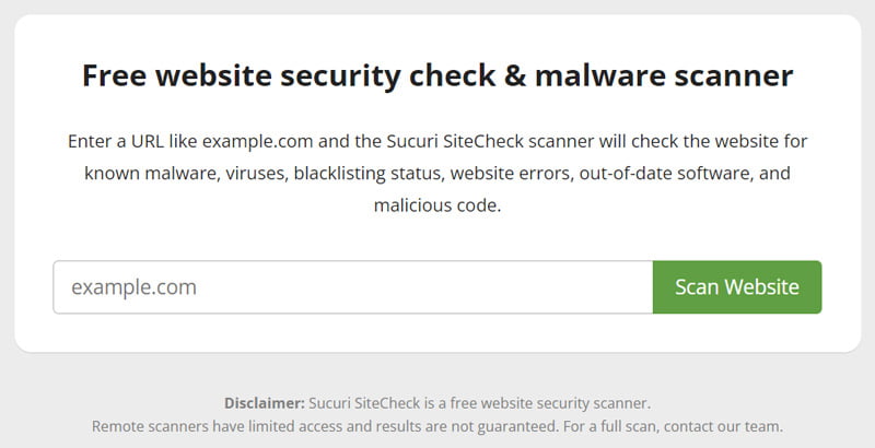 Test sécurité WordPress avec l’outil en ligne de Sucuri
