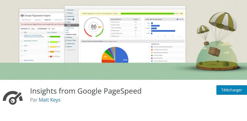 Page d’accueil de l’extension Insights from Google PageSpeed