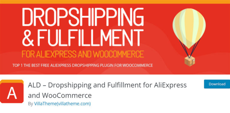 Page d’accueil de l’extension ALD - Dropshipping and Fulfillment for AliExpress